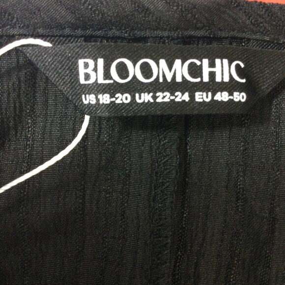 BLOOMCHIC 18-20 2X Plus Black Contrast Webbing Split Side midi Dress NWT B80 - Picture 11 of 12